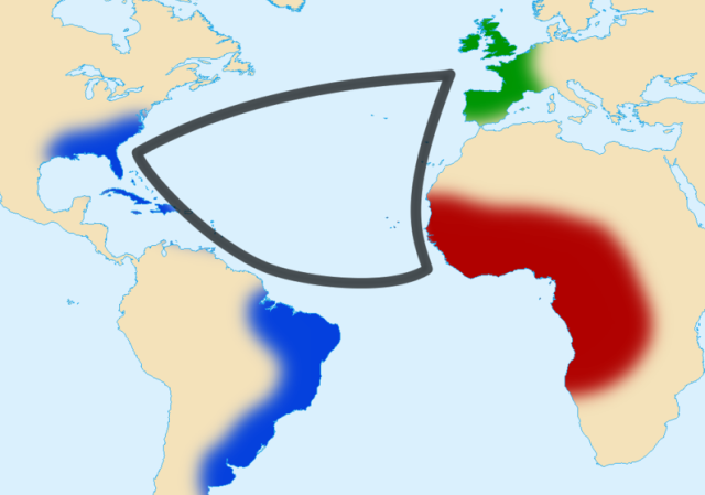 The triangular trade (Graphic by Sémhur)
