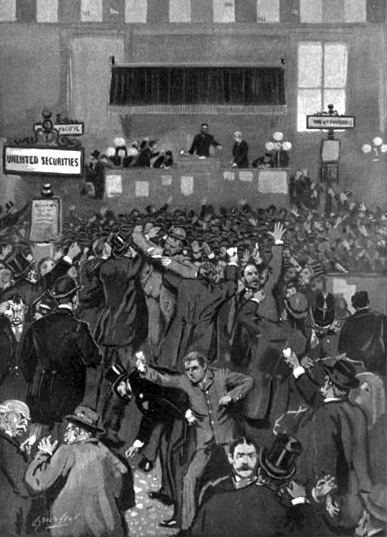 Panic at the New York Stock Exchange (image via U.S. Library of Congress)