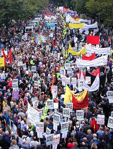 Anti-war demonstrators in London, September 2002 (photo by William M. Connolley)